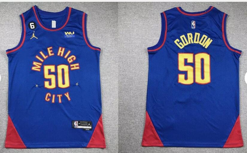 Men Denver Nuggets #50 Aaron Gordon  High City Player  Jumpman blue NBA 2024 Jersey->boston celtics->NBA Jersey